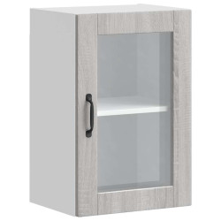 Armário de parede de cozinha porta de vidro porto cinza sonoma