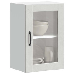 Armário de parede de cozinha porta de vidro porto cinza betão