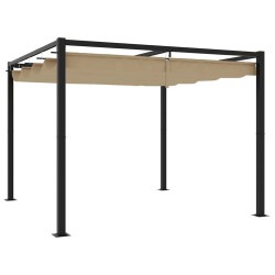 Gazebo de jardim com teto retrátil 3x3 m aço cinza