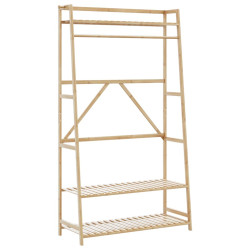 Roupeiro com prateleiras 110x40x180 cm bambu