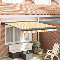 | Toldo retrátil | azul e branco com estrutura branca 3,5 x 2,5 m