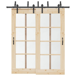 Kit de ferragens para porta deslizante 200 cm aço preto