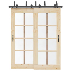 Kit de ferragens para porta deslizante 183 cm aço preto