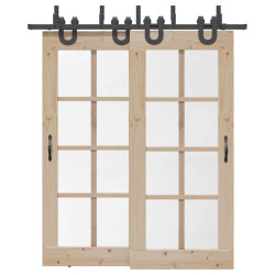 Kit de ferragens para porta deslizante 200 cm aço preto