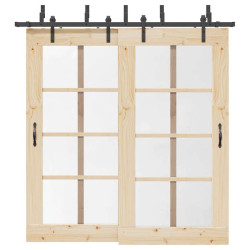 Kit de ferragens para porta deslizante 213,5 cm aço preto