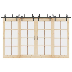 Kit de ferragens para porta deslizante 366 cm aço preto