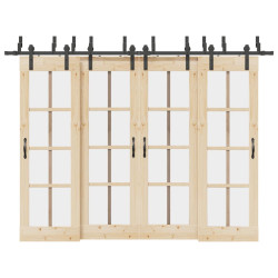 Kit de ferragens para porta deslizante 305 cm aço preto