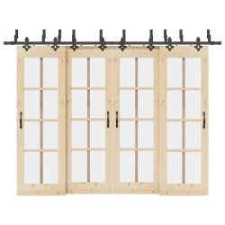 Kit de ferragens para porta deslizante 305 cm aço preto