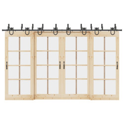 Kit de ferragens para porta deslizante 366 cm aço preto