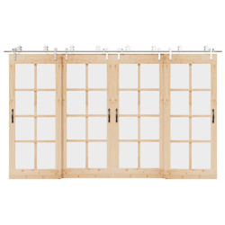 Kit ferragens p/ porta deslizante 366cm aço inoxidável prateado