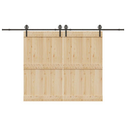 Kit de ferragens para porta deslizante 366 cm aço preto