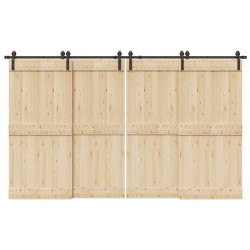 Kit de ferragens para porta deslizante 366 cm aço preto