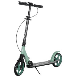 Trotinete dobrável com guiador ajustável rodas grandes de 200mm amortecimento e travão carga máxima 100kg 91,5x36,5x91-104cm verde
