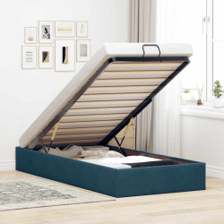 Otomano bed frame no colchão azul escuro 80x200 cm veludo