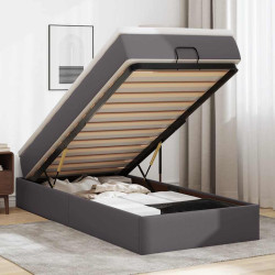 Moldura de cama síriaxl otomana com colchão cinza 90x190cm couro falso