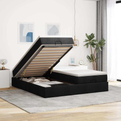 63 / 5,000Vidaxl estrutura de cama otomana com colchões tecido preto