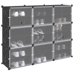 Organizador de arrumação com 9 cubos e portas PP preto