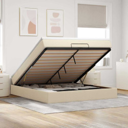 Estrutura de cama otomana com creme de colchão 180x200cm tecido