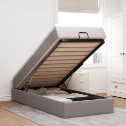 Estrutura de cama otomana com colchão tecido cinzento 80x200cm