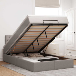 Moldura de cama otomana com tecido cinza 120x200cm