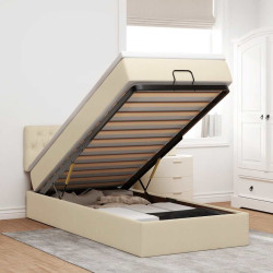 Estrutura de cama otomana com creme de colchão 90x190cm tecido