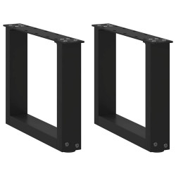 Pés para mesa de centro em formato de u, 2 peças, preto, 30x(30-31) cm, aço