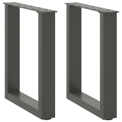 Pés para mesa de centro em forma de u, 2 peças, antracite, 38x(42-43) cm, aço