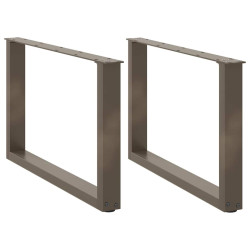 Pés para mesa de centro em formato de u, 2 peças, aço natural, 60x(42-43) cm, aço