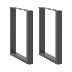 Pés para mesa de jantar em formato de u, 2 peças, antracite, 60x(72-73) cm, aço
