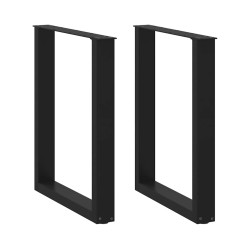 Pés de mesa de jantar em forma de u, 2 peças, preto, 60x(72-73) cm, aço