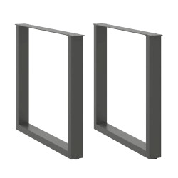 Pés para mesa de jantar em formato de u, 2 peças, antracite, 90x (72-73) cm, aço