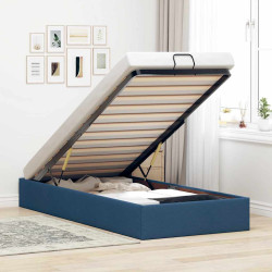 Estrutura de cama otomana sem colchão 90x190 cm tecido azul