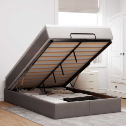 Estrutura de cama otomana com colchão 120x190cm tecido cinzento
