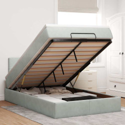 Cama otomana com colchão cinza claro 120x190 cm veludo