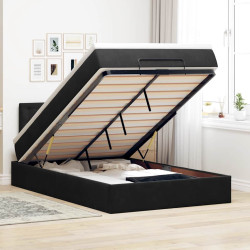 Cama otomana com colchão 120x190 cm veludo preto