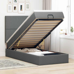 Cama otomana com colchão & leds 90x200cm tecido cinzento escuro