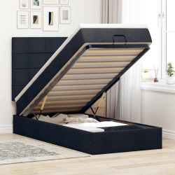 Cama otomana com colchão & leds 80x200cm tecido preto