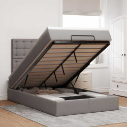 Moldura de cama otomana com tecido cinza 120x200cm
