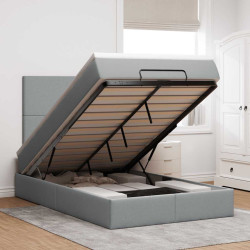 Estrutura cama otomana colchão 120x200 cm tecido cinzento claro