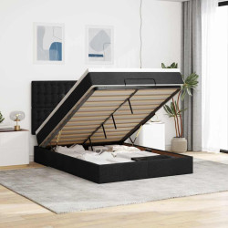 Estrutura de cama otomana com colchão 140x200 cm tecido preto