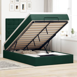 Estrutura de cama otomana com colchões verde escuro veludo