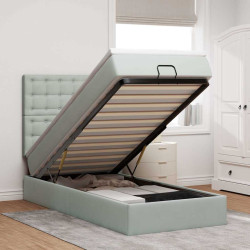 Estrutura cama otomana colchões 90x200 cm veludo cinzento claro