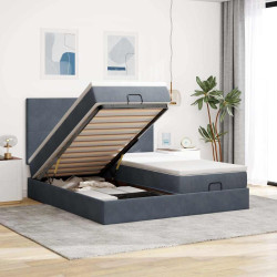 Estrutura cama otomana colchões 180x200 cm cinzento escuro