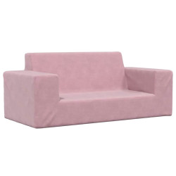 Sofá infantil de 2 lugares pelúcia rosa