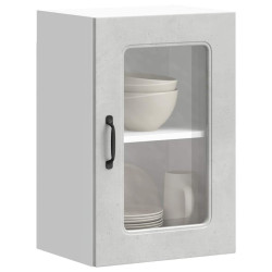 Armário de parede de cozinha porta vidro kalmar concreto cinza