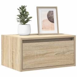Mesa de cabeceira de parede com luzes LED carvalho sonoma