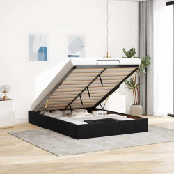 Estrutura de cama otomana sem colchão 140x200 cm veludo preto