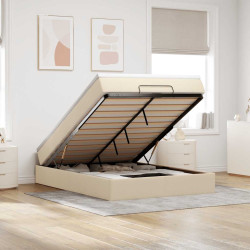 Estrutura de cama otomana com creme de colchão 140x190cm tecido