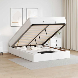 Estrutura de cama otomana com colchão 140x190 cm branca