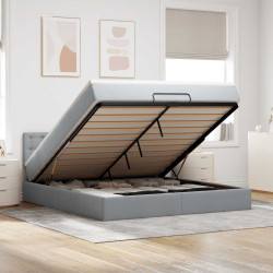 Estrutura de cama otomana com colchão 180x200 cm cinzento claro